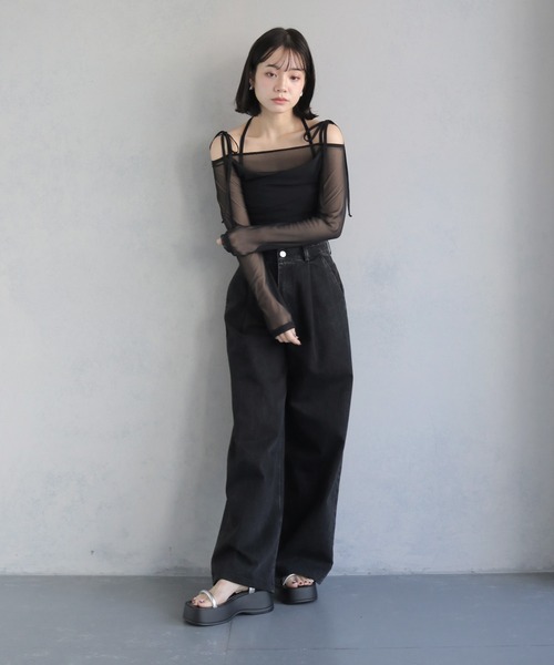 cheriella（シェリエラ）の「【cheriella】ハイウエストタックワイドデニムパンツ HIGH WAIST TUCK WIDE DENIM PANTS（デニムパンツ・レディース・インディゴブルー/ブラック・L/M/S）」の22枚目の写真