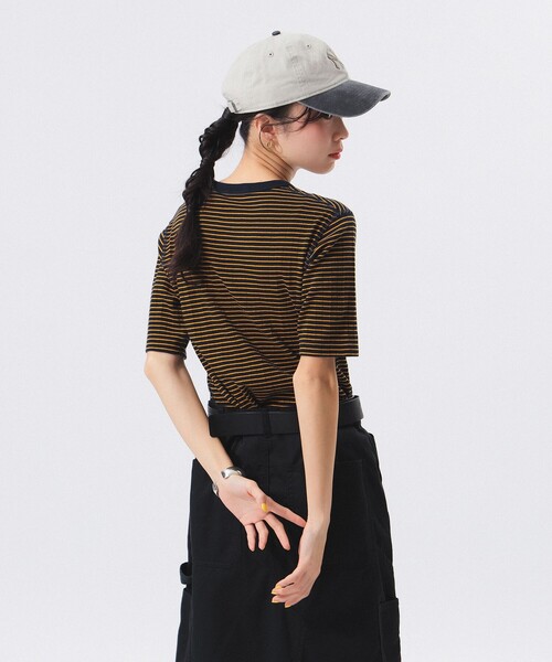 Healthknit（ヘルスニット）の「【別注】Health Knit / ボーダー フライス 5分袖 Tシャツ（Tシャツ/カットソー・レディース・ネイビー/グレー/オフホワイト・ONE SIZE）」の3枚目の写真