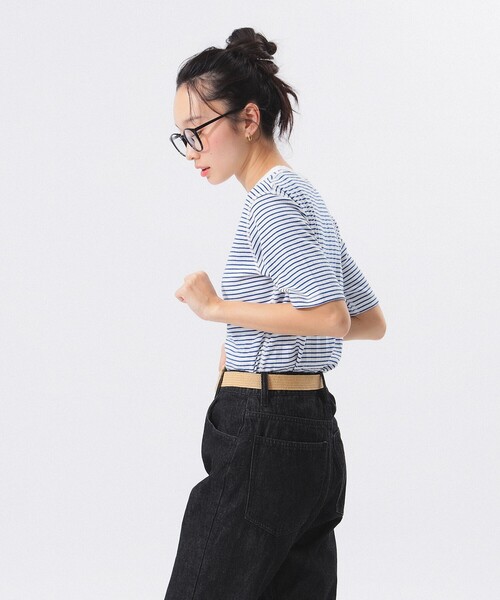 Healthknit（ヘルスニット）の「【別注】Health Knit / ボーダー フライス 5分袖 Tシャツ（Tシャツ/カットソー・レディース・ネイビー/グレー/オフホワイト・ONE SIZE）」の6枚目の写真