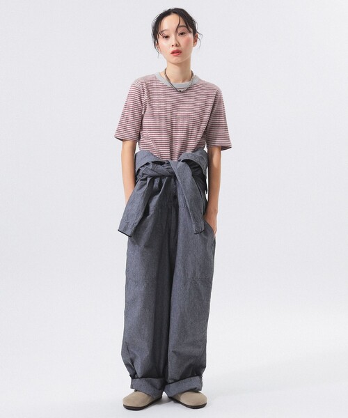 Healthknit（ヘルスニット）の「【別注】Health Knit / ボーダー フライス 5分袖 Tシャツ（Tシャツ/カットソー・レディース・ネイビー/グレー/オフホワイト・ONE SIZE）」の7枚目の写真