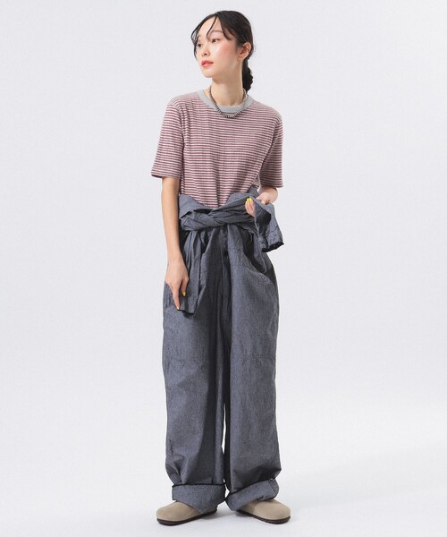 Healthknit（ヘルスニット）の「【別注】Health Knit / ボーダー フライス 5分袖 Tシャツ（Tシャツ/カットソー・レディース・ネイビー/グレー/オフホワイト・ONE SIZE）」の8枚目の写真