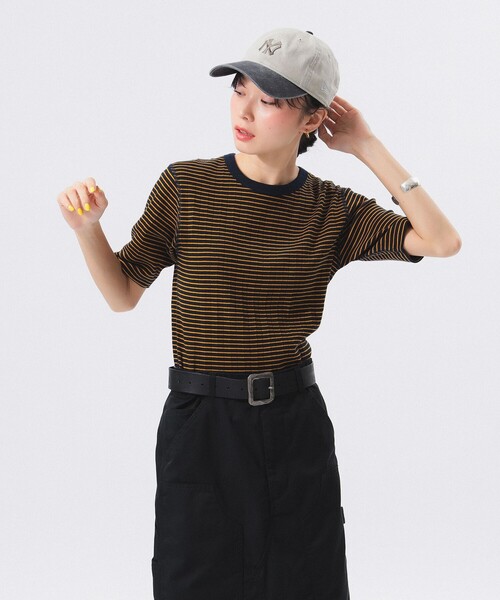 Healthknit（ヘルスニット）の「【別注】Health Knit / ボーダー フライス 5分袖 Tシャツ（Tシャツ/カットソー・レディース・ネイビー/グレー/オフホワイト・ONE SIZE）」の17枚目の写真