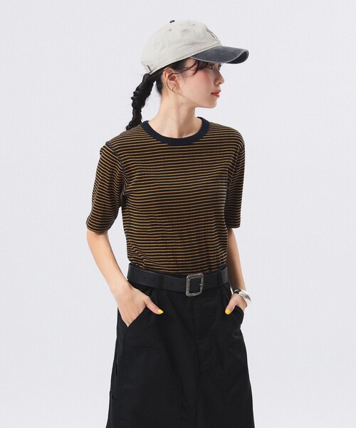 Healthknit（ヘルスニット）の「【別注】Health Knit / ボーダー フライス 5分袖 Tシャツ（Tシャツ/カットソー・レディース・ネイビー/グレー/オフホワイト・ONE SIZE）」の18枚目の写真