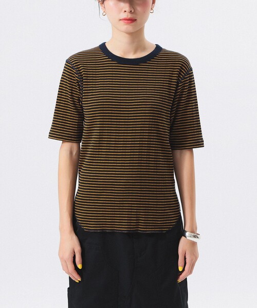 Healthknit（ヘルスニット）の「【別注】Health Knit / ボーダー フライス 5分袖 Tシャツ（Tシャツ/カットソー・レディース・ネイビー/グレー/オフホワイト・ONE SIZE）」の19枚目の写真