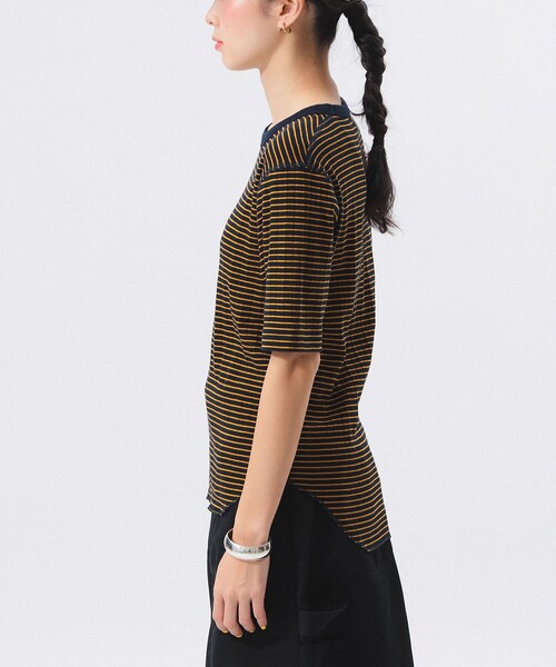 Healthknit（ヘルスニット）の「【別注】Health Knit / ボーダー フライス 5分袖 Tシャツ（Tシャツ/カットソー・レディース・ネイビー/グレー/オフホワイト・ONE SIZE）」の20枚目の写真