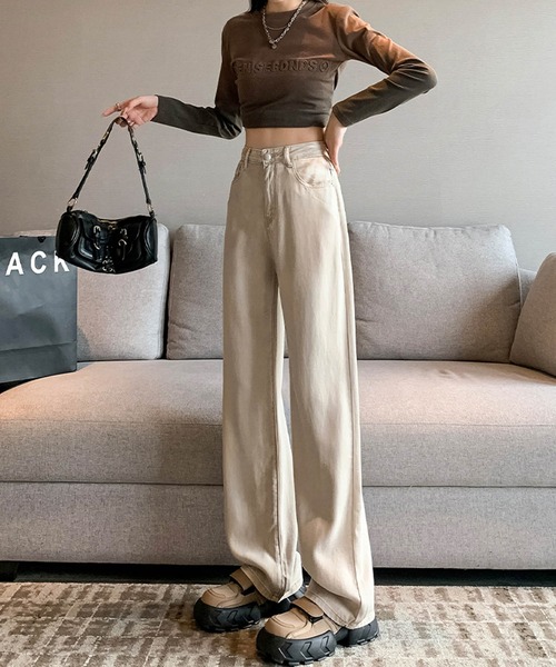 セール】ルーズシルエットワイドデニムパンツ（デニムパンツ）｜aimoha