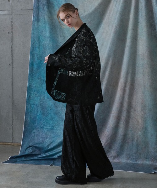 SERACE（セラス）の「【SERACE】Flower lace loose double tailored jacket / フラワーレースルーズダブルテーラードジャケット（テーラードジャケット・メンズ・ブラック・M/L）」の10枚目の写真