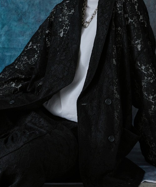SERACE（セラス）の「【SERACE】Flower lace loose double tailored jacket / フラワーレースルーズダブルテーラードジャケット（テーラードジャケット・メンズ・ブラック・M/L）」の13枚目の写真