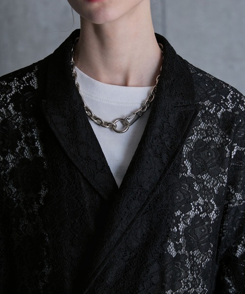 SERACE（セラス）の「【SERACE】Flower lace loose double tailored jacket / フラワーレースルーズダブルテーラードジャケット（テーラードジャケット・メンズ・ブラック・M/L）」の17枚目の写真