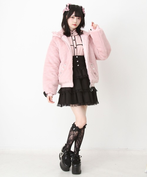 DearMyLove(ディアマイラブ)の「レースフードファーブルゾン(その他アウター・レディース・ブラック/ブルーグレー/ベビーピンク・LL~3L/M-L)」の10枚目の写真