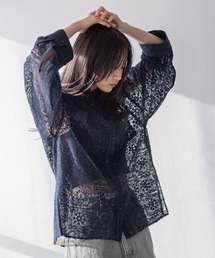 バンドカラーレースシャツ 287351