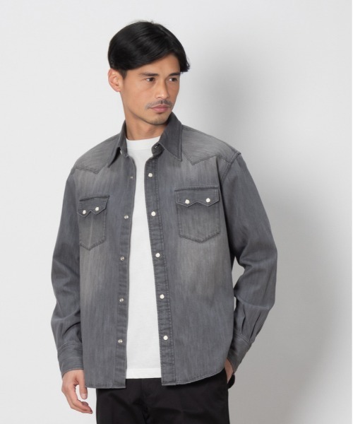 BACK NUMBER(バックナンバー)の「BACK NUMBER(バックナンバー)【メンズ】デニムウエスタンシャツ(シャツ/ブラウス・メンズ・ブラック/ライトインディゴブルー・M/L/XL)」の2枚目の写真