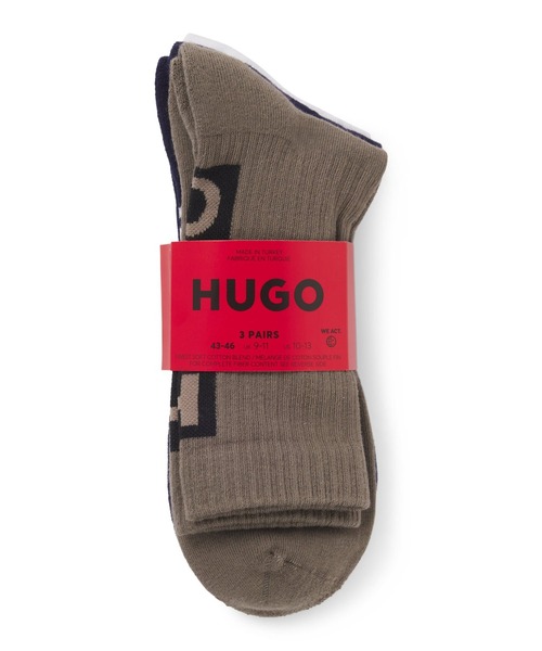 HUGO(ヒューゴ)の「3パック バックロゴ ソックス(ソックス/靴下・メンズ・ホワイト/グレー・43-46/39-42)」の2枚目の写真