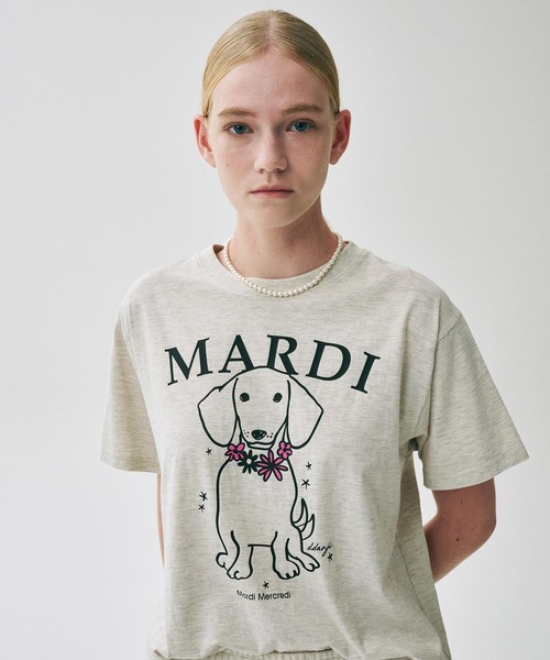 Mardi Mercredi(マルディメクルディ)の「TSHIRT SWING THE TAIL DDANJI FLOWER NECKLACE / Tシャツ スウィング ザ テイル ダンジ フラワー ネックレス(Tシャツ/カットソー・レディース・アイボリー/ホワイト/オートミール/ヘザーグレー・FREE)」の4枚目の写真