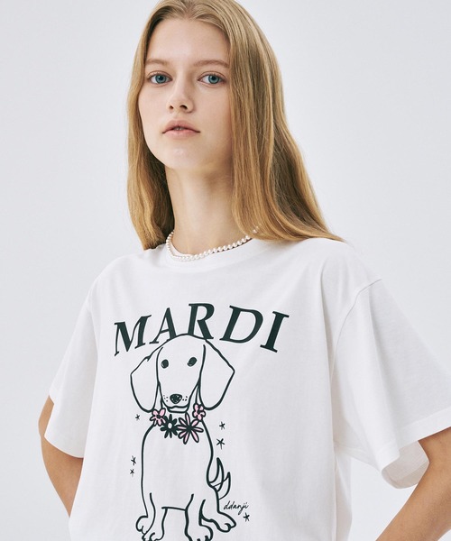 Mardi Mercredi(マルディメクルディ)の「TSHIRT SWING THE TAIL DDANJI FLOWER NECKLACE / Tシャツ スウィング ザ テイル ダンジ フラワー ネックレス(Tシャツ/カットソー・レディース・アイボリー/ホワイト/オートミール/ヘザーグレー・FREE)」の11枚目の写真