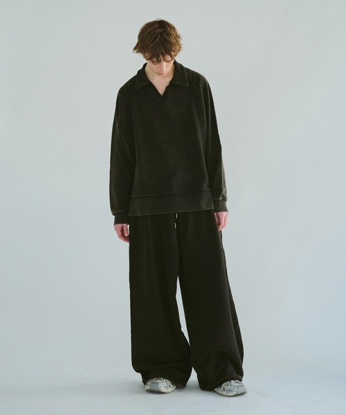 CAMPHOR WOOD(カンファーウッド)の「sunfade raglan sleeve collared sweat top / サンフェードラグランスリーブ襟付きスウェット(スウェット・メンズ・ターコイズブルー/ブラック・SMALL/MEDIUM/LARGE)」の4枚目の写真