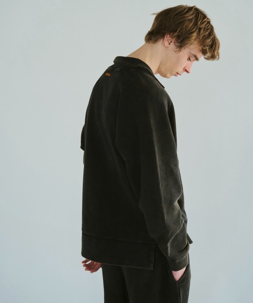 sunfade raglan sleeve collared sweat top / サンフェード