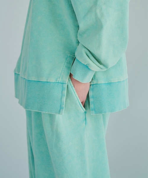 sunfade raglan sleeve collared sweat top / サンフェード