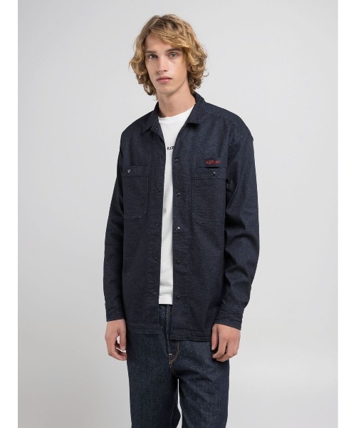REPLAY（リプレイ）の「リラックスフィット レタリングデニムシャツ（シャツ/ブラウス・メンズ・ダークブルー・X-LARGE/LARGE/MEDIUM/SMALL）」の3枚目の写真