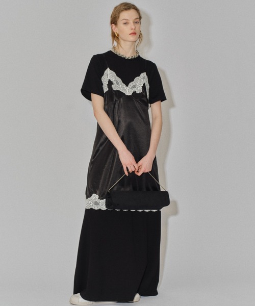 yae（ヤエ）の「Long T-shirt dress / ロングTシャツドレス（ワンピース・レディース・ライトブルー/ブラック/チャコールグレー・36/38）」の6枚目の写真