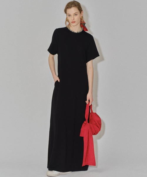 yae（ヤエ）の「Long T-shirt dress / ロングTシャツドレス（ワンピース・レディース・ライトブルー/ブラック/チャコールグレー・36/38）」の12枚目の写真