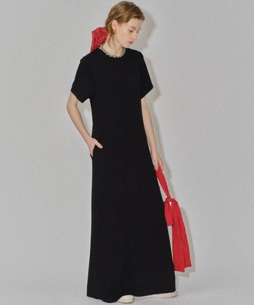 yae（ヤエ）の「Long T-shirt dress / ロングTシャツドレス（ワンピース・レディース・ライトブルー/ブラック/チャコールグレー・36/38）」の20枚目の写真