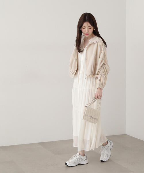 PROPORTION BODY DRESSING(プロポーションボディドレッシング)の「シャーリングリボンブルゾン / 1215155300(テーラードジャケット・レディース・カーキ/ベージュ・SMALL/MEDIUM)」の17枚目の写真