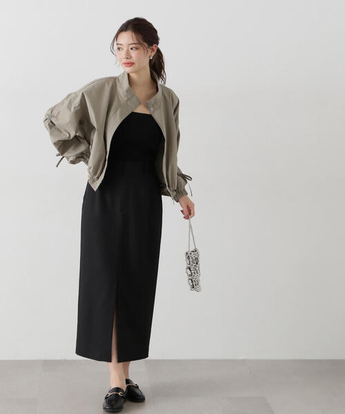 PROPORTION BODY DRESSING(プロポーションボディドレッシング)の「シャーリングリボンブルゾン / 1215155300(テーラードジャケット・レディース・カーキ/ベージュ・SMALL/MEDIUM)」の5枚目の写真