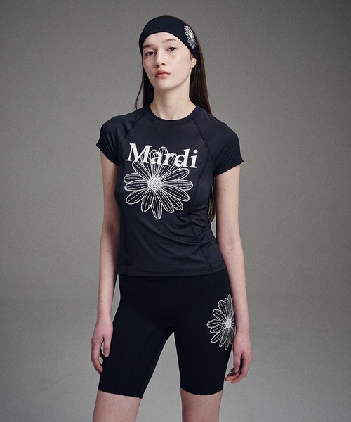 ●Mardi Mercredi●AIRLIFT slim fit top flowermardi_PINK AIRLIFT slim fit top flowermardi（Tシャツ/カットソー