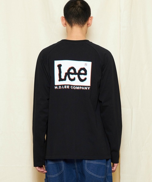 Lee（リー）の「Lee/リー バックプリント 長袖Tシャツ/オーバーラッププリント【親子コーデ】（Tシャツ/カットソー・メンズ・ブラック/ホワイト・SMALL/MEDIUM/LARGE/X-LARGE）」の8枚目の写真