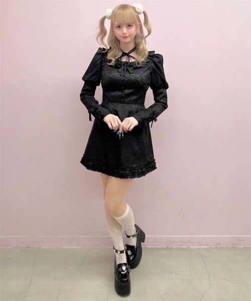 Ank Rouge(アンクルージュ)の「エナメルリボン厚底ローファー(ローファー・レディース・ピンク/ブラック・M/S/LL/L)」の13枚目の写真