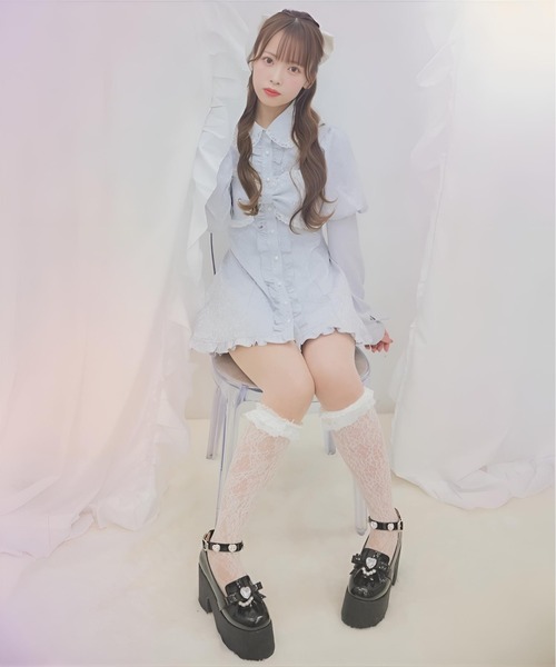 Ank Rouge(アンクルージュ)の「エナメルリボン厚底ローファー(ローファー・レディース・ピンク/ブラック・M/S/LL/L)」の7枚目の写真