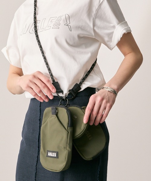 AIGLE(エーグル)の「撥水 ミニショルダーポーチ サブポーチ付属 / サコッシュ(ショルダーバッグ・レディース・モスグリーン/ブラック・FREE)」の9枚目の写真