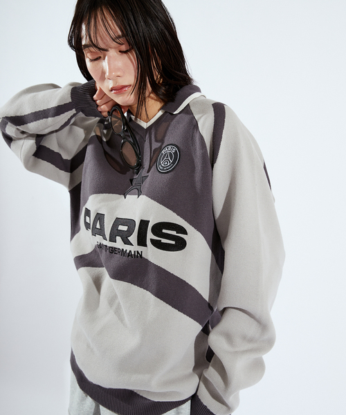PARIS SAINT-GERMAIN（パリサンジェルマン）の「【Paris Saint-Germain / パリ・サン＝ジェルマン】 JP PARIS GAME KNIT（ニット/セーター・メンズ・ネイビー/グレー・MEDIUM/LARGE）」の5枚目の写真