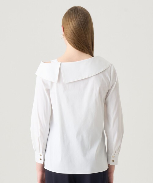 ANAYI（アナイ）の「ストレッチブロードアシメ ブラウス（シャツ/ブラウス・レディース・ホワイト/ネイビー・38/36）」の4枚目の写真