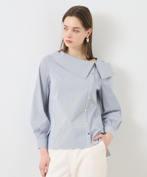 ANAYI（アナイ）の「ストレッチブロードアシメ ブラウス（シャツ/ブラウス・レディース・ホワイト/ネイビー・38/36）」の12枚目の写真