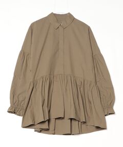 セール】コットンナイロンストレッチ ギャザーブラウス（シャツ