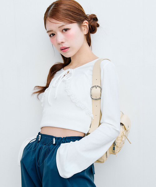 OLIVE des OLIVE（オリーブデオリーブ）の「【セットアイテム】レースフリルボレロセット（アンサンブル・レディース・オフホワイト/サックスブルー/ブラック/ピンク・FREE）」の9枚目の写真