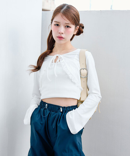 OLIVE des OLIVE（オリーブデオリーブ）の「【セットアイテム】レースフリルボレロセット（アンサンブル・レディース・オフホワイト/サックスブルー/ブラック/ピンク・FREE）」の12枚目の写真