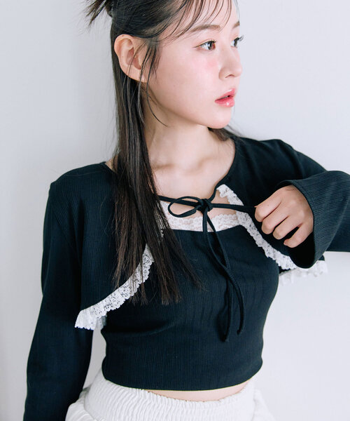 OLIVE des OLIVE（オリーブデオリーブ）の「【セットアイテム】レースフリルボレロセット（アンサンブル・レディース・オフホワイト/サックスブルー/ブラック/ピンク・FREE）」の22枚目の写真