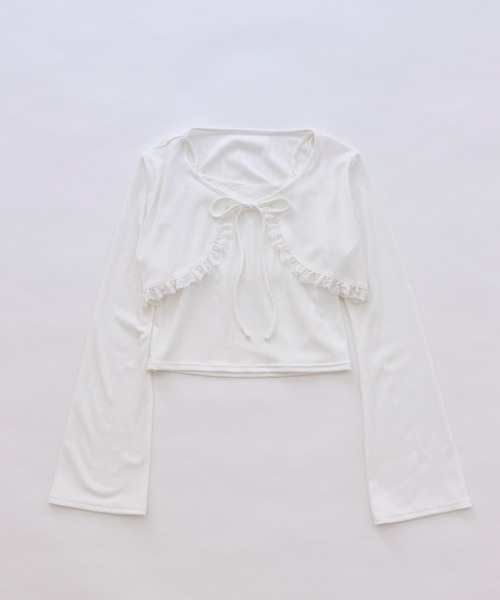 OLIVE des OLIVE（オリーブデオリーブ）の「【セットアイテム】レースフリルボレロセット（アンサンブル・レディース・オフホワイト/サックスブルー/ブラック/ピンク・FREE）」の5枚目の写真
