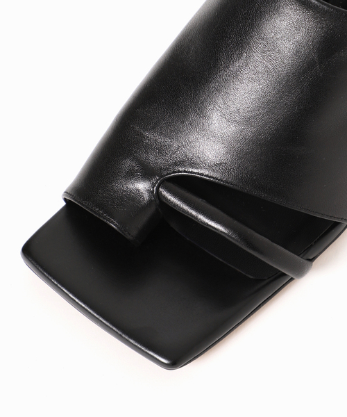 美品◆ルタロン◆ Le Talon レザースクエアトゥ サンダル 甲 羊革 セール】スクエアサイドバックルトングサンダル（サンダル）｜LE