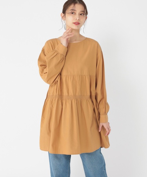 studio CLIP（スタディオクリップ）の「ティアードチュニック丈ワンピース（チュニック・レディース・ブラウン/ネイビー・FREE）」の3枚目の写真