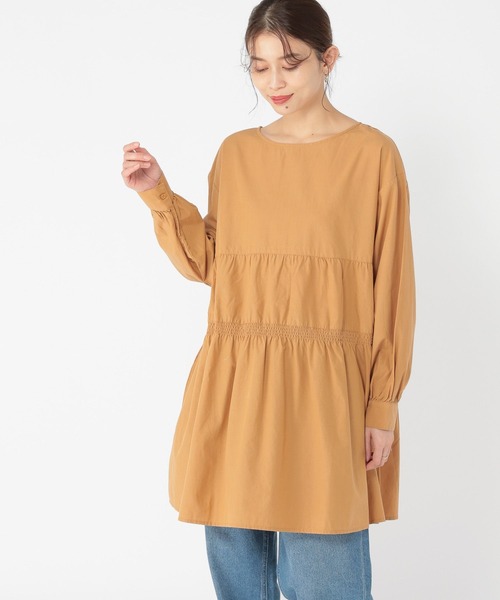 studio CLIP（スタディオクリップ）の「ティアードチュニック丈ワンピース（チュニック・レディース・ブラウン/ネイビー・FREE）」の4枚目の写真