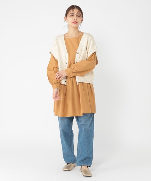 studio CLIP（スタディオクリップ）の「ティアードチュニック丈ワンピース（チュニック・レディース・ブラウン/ネイビー・FREE）」の5枚目の写真