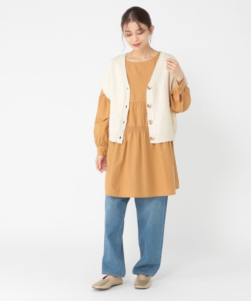 studio CLIP（スタディオクリップ）の「ティアードチュニック丈ワンピース（チュニック・レディース・ブラウン/ネイビー・FREE）」の6枚目の写真