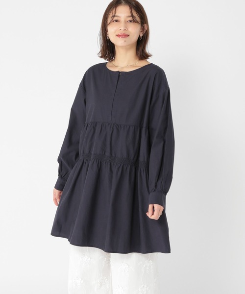 studio CLIP（スタディオクリップ）の「ティアードチュニック丈ワンピース（チュニック・レディース・ブラウン/ネイビー・FREE）」の7枚目の写真