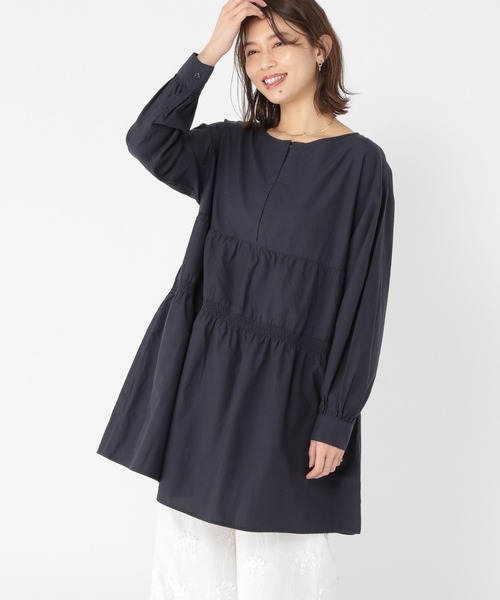 studio CLIP（スタディオクリップ）の「ティアードチュニック丈ワンピース（チュニック・レディース・ブラウン/ネイビー・FREE）」の8枚目の写真