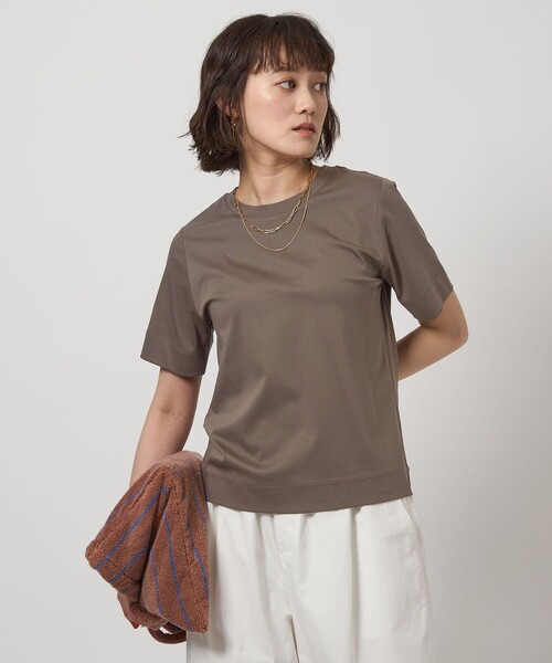 green label relaxing（グリーンレーベルリラクシング）の「＜1_OF MINE＞スタンダード Tシャツ -制菌-（Tシャツ/カットソー・レディース・ライトブルー/オフホワイト/ダークグレー/その他1/ベージュ/モカ/その他2・40/38）」の3枚目の写真