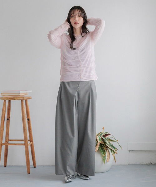 LOWRYS FARM（ローリーズファーム）の「タックワイドラップパンツ　310746（スラックス・レディース・ブラック/チャコールグレー/グリーン・MEDIUM/LARGE）」の15枚目の写真